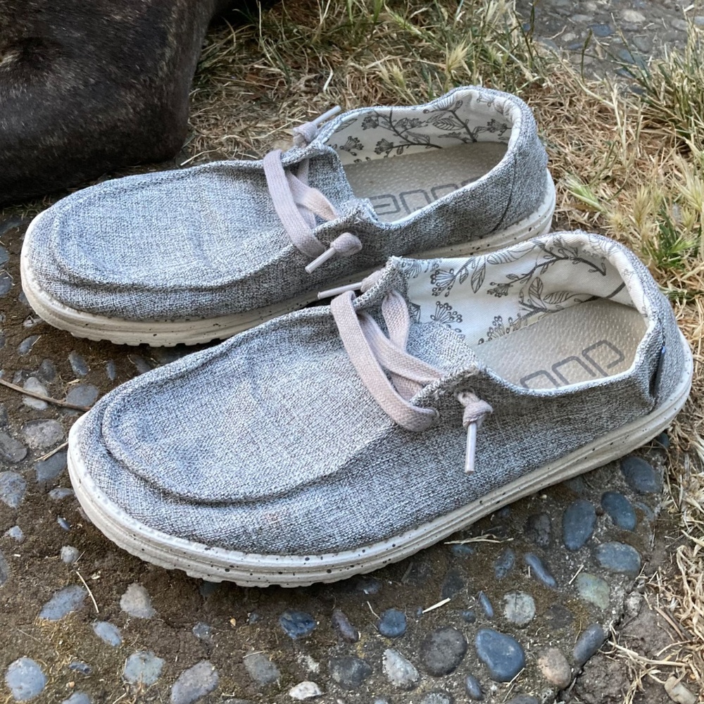 HEY DUDE Wendy Linen (Iron) Grey Womens Shoes- Size 10